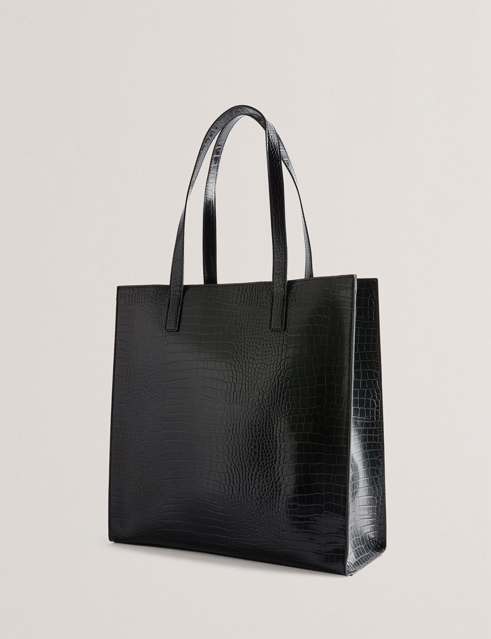 Bolso Tote Ted Baker CROCCON - Large Croc Texture Icon Mujer Negras | SLGF-95320
