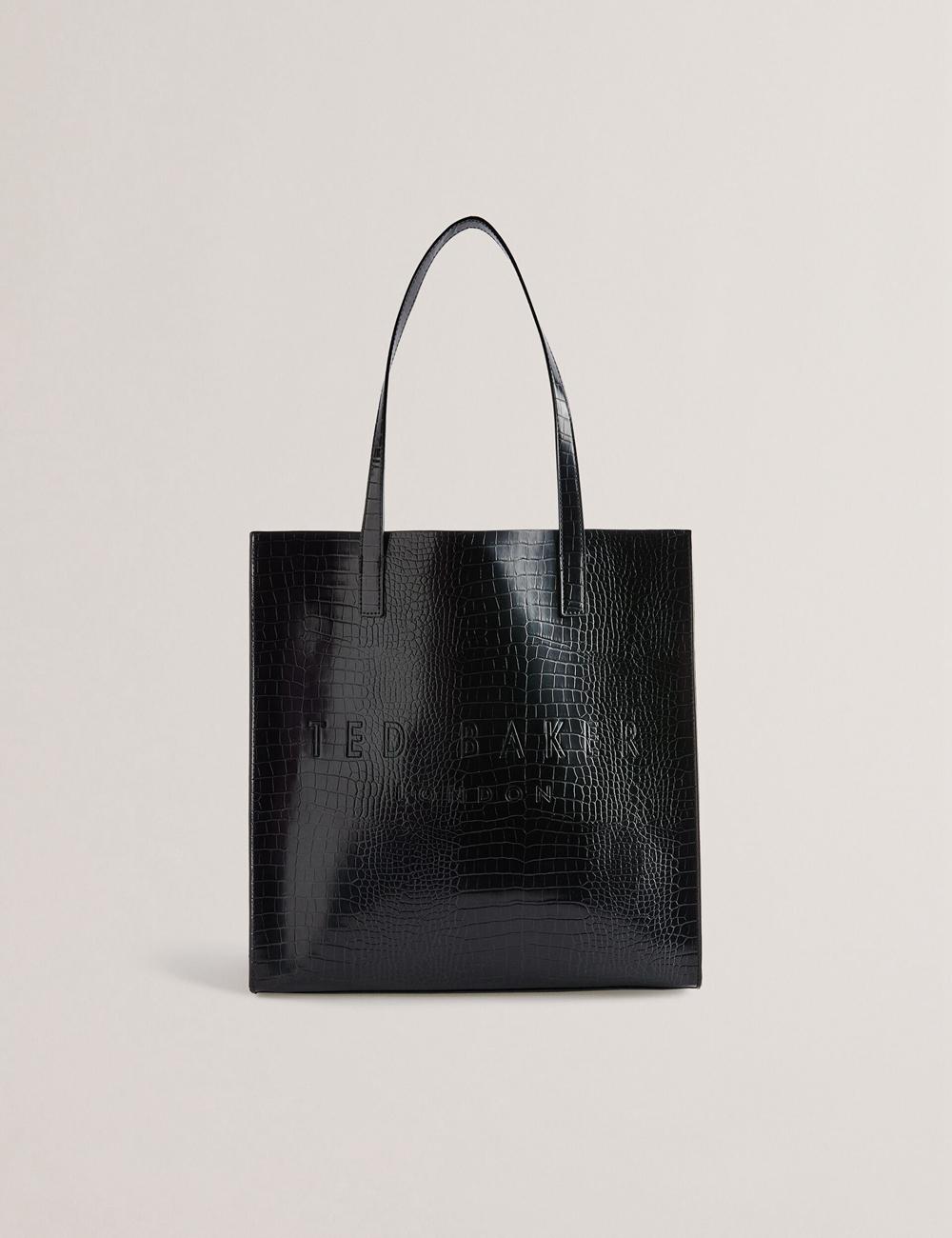 Bolso Tote Ted Baker CROCCON - Large Croc Texture Icon Mujer Negras | SLGF-95320