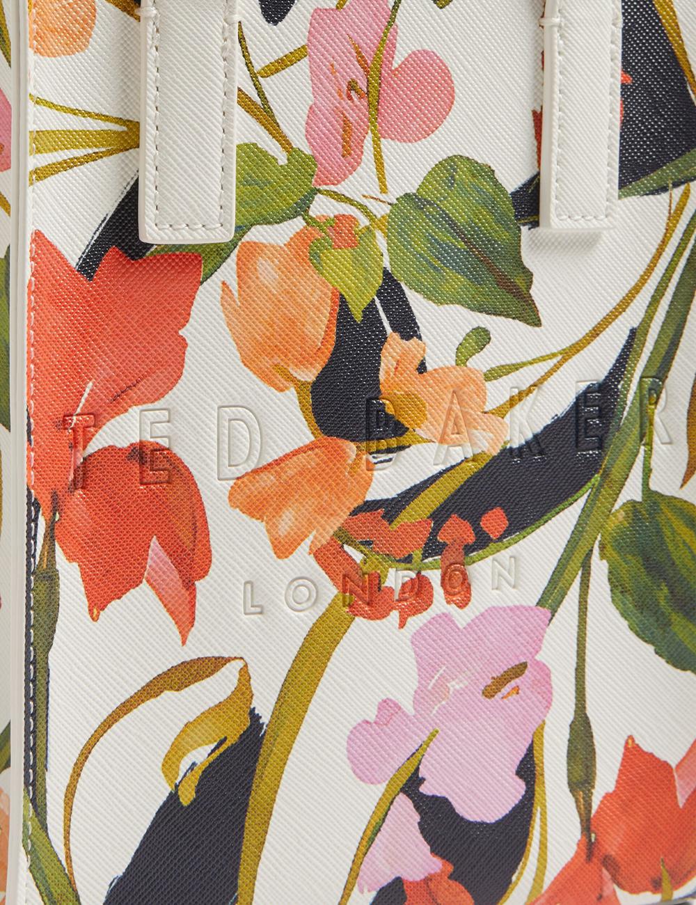 Bolso Tote Ted Baker FLOWEIA - Floral Faux Leather Mini Mujer Creme | YJVQ-31954