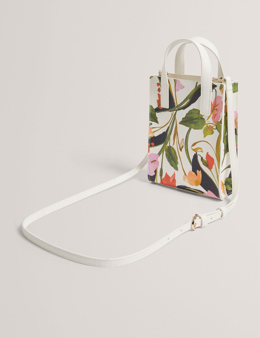 Bolso Tote Ted Baker FLOWEIA - Floral Faux Leather Mini Mujer Creme | YJVQ-31954