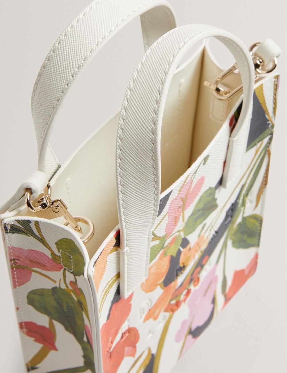 Bolso Tote Ted Baker FLOWEIA - Floral Faux Leather Mini Mujer Creme | YJVQ-31954