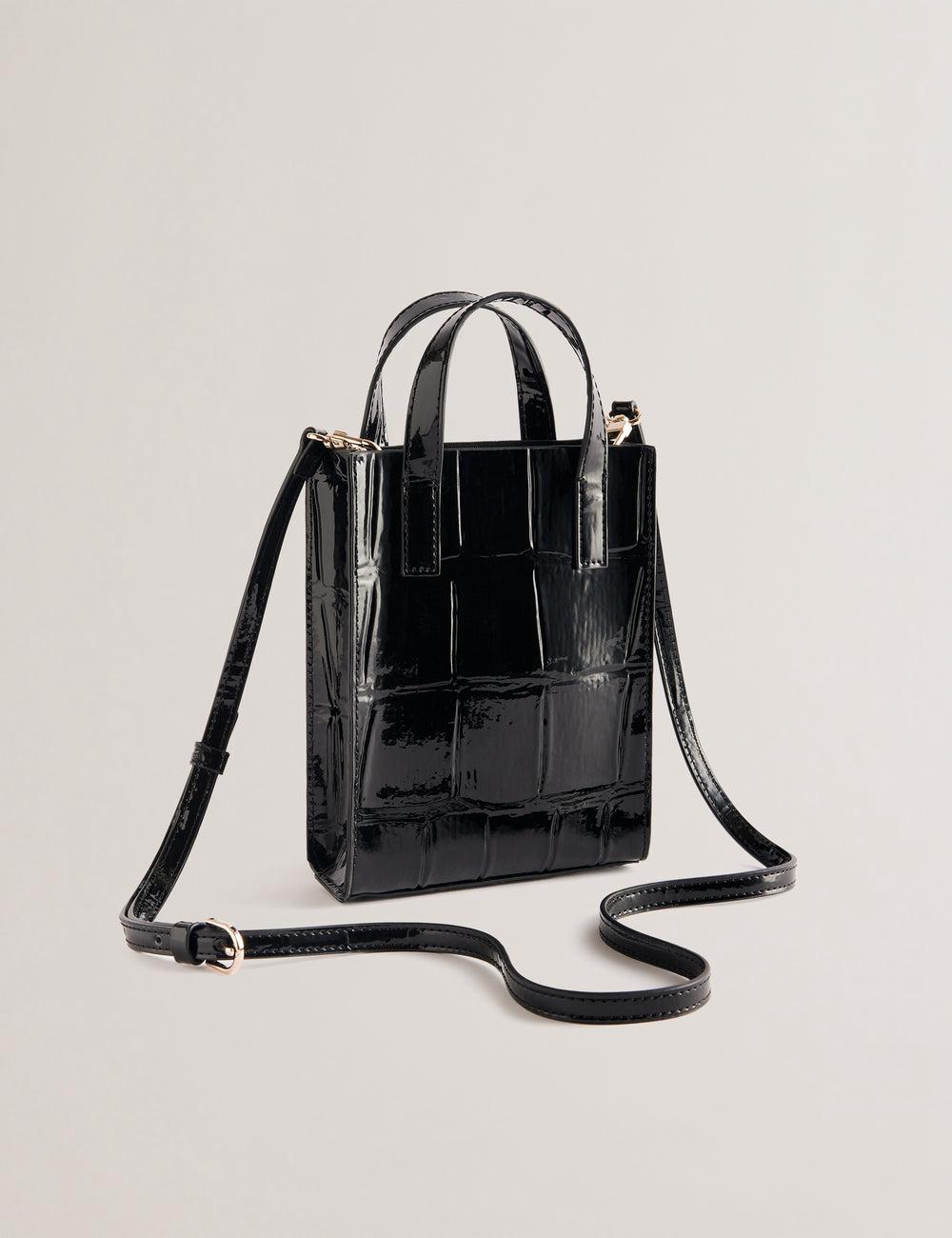 Bolso Tote Ted Baker GATOCON - Mini Croc Effect Patent Mujer Negras | FRMS-81234
