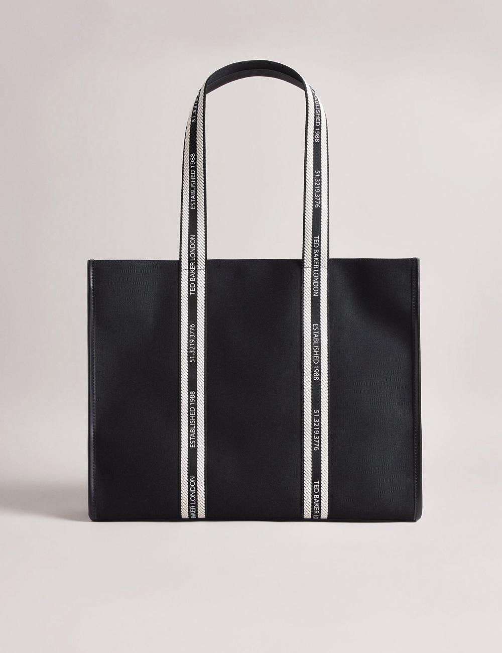 Bolso Tote Ted Baker GEORJEY - Branded Webbing Canvas Large Mujer Negras | MHVW-70891
