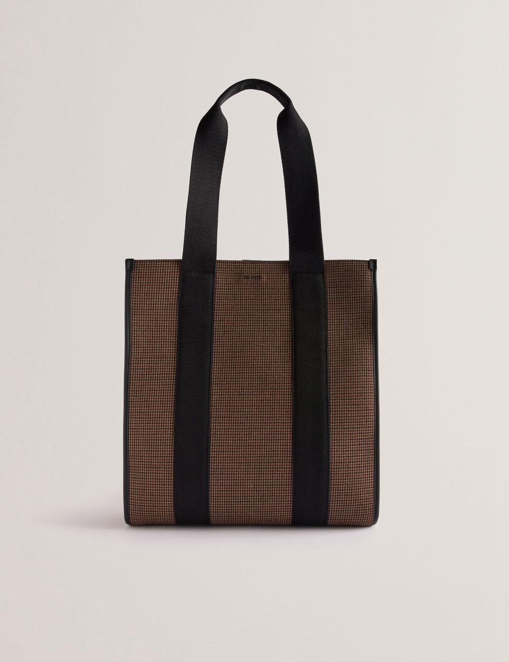 Bolso Tote Ted Baker MALLICK - Check Wool Blend Tall Hombre Negras | CJKB-73162