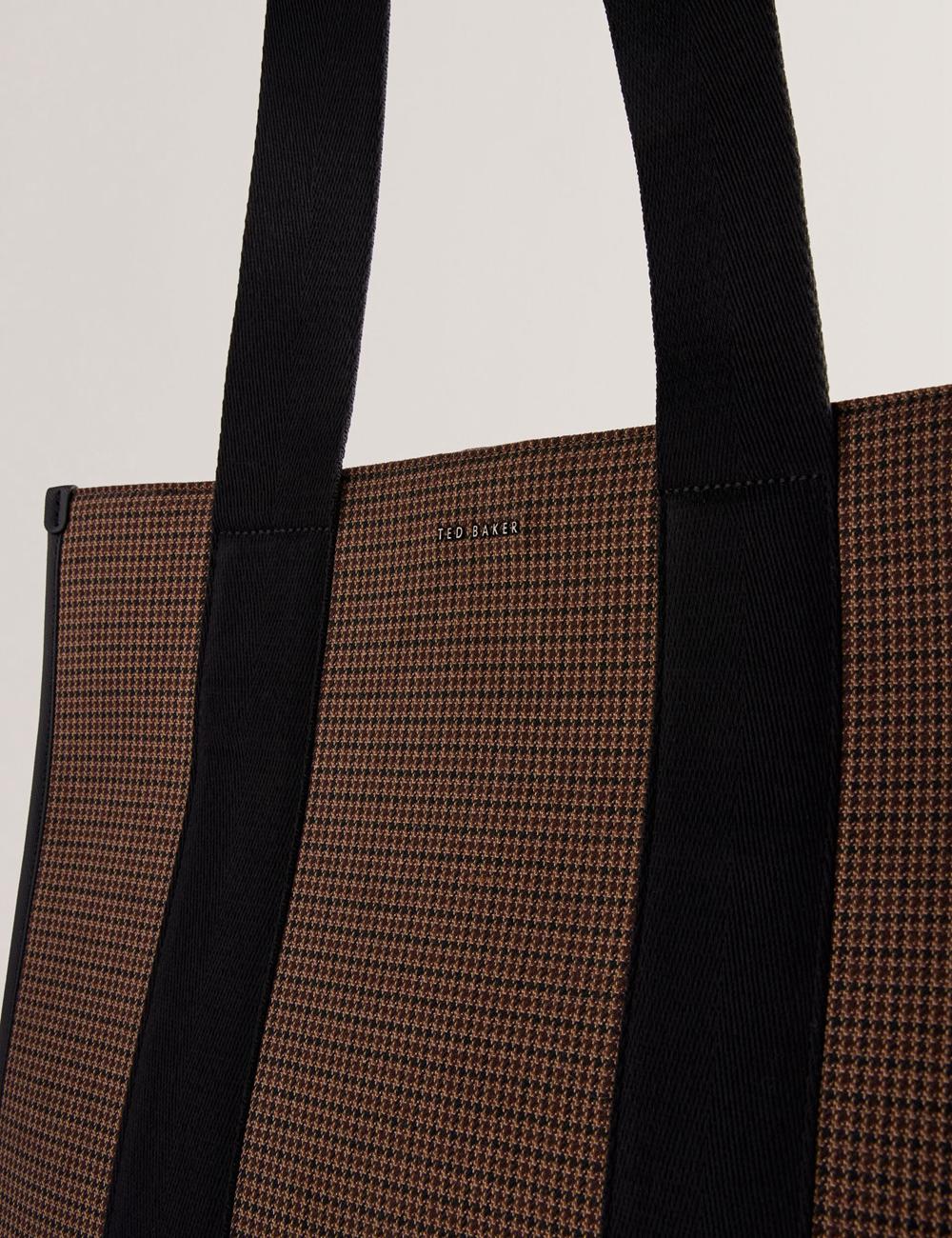 Bolso Tote Ted Baker MALLICK - Check Wool Blend Tall Hombre Negras | CJKB-73162