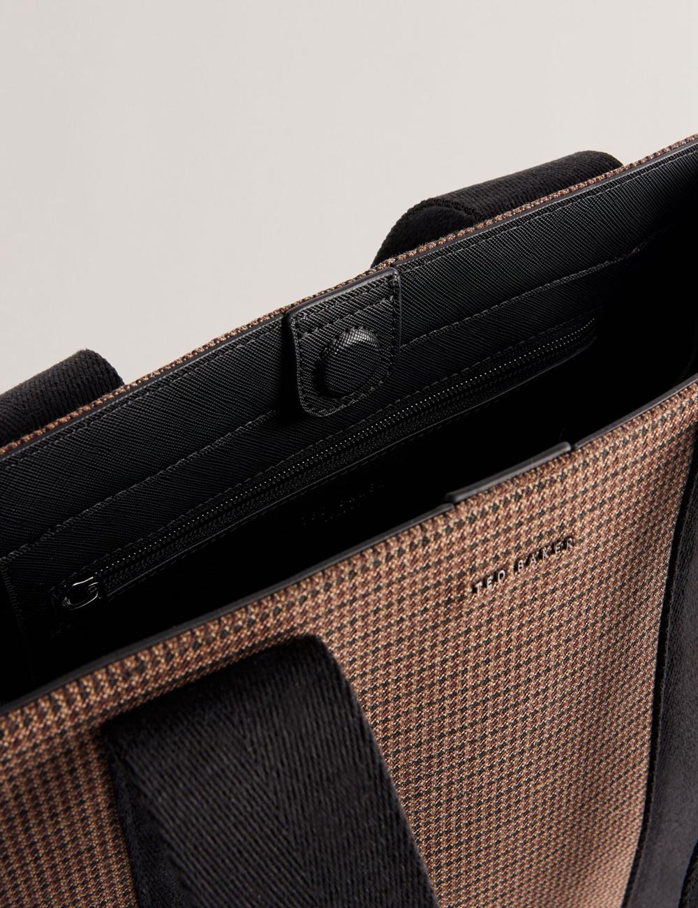 Bolso Tote Ted Baker MALLICK - Check Wool Blend Tall Hombre Negras | CJKB-73162