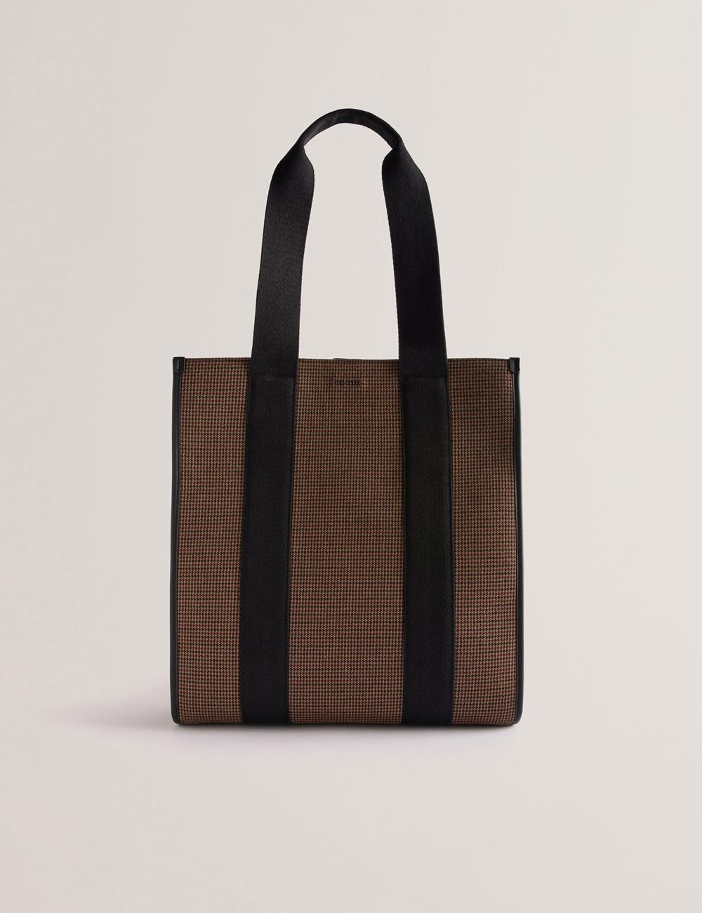 Bolso Tote Ted Baker MALLICK - Check Wool Blend Tall Hombre Negras | CJKB-73162