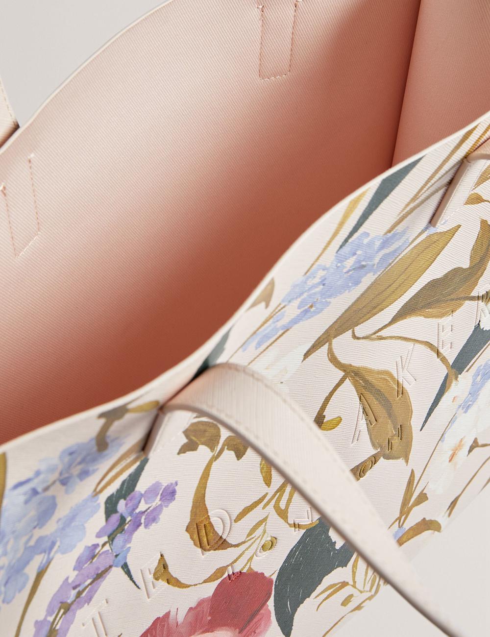 Bolso Tote Ted Baker PALAMAA - Floral Print PU Leather Large Mujer Rosas | KTSY-86432