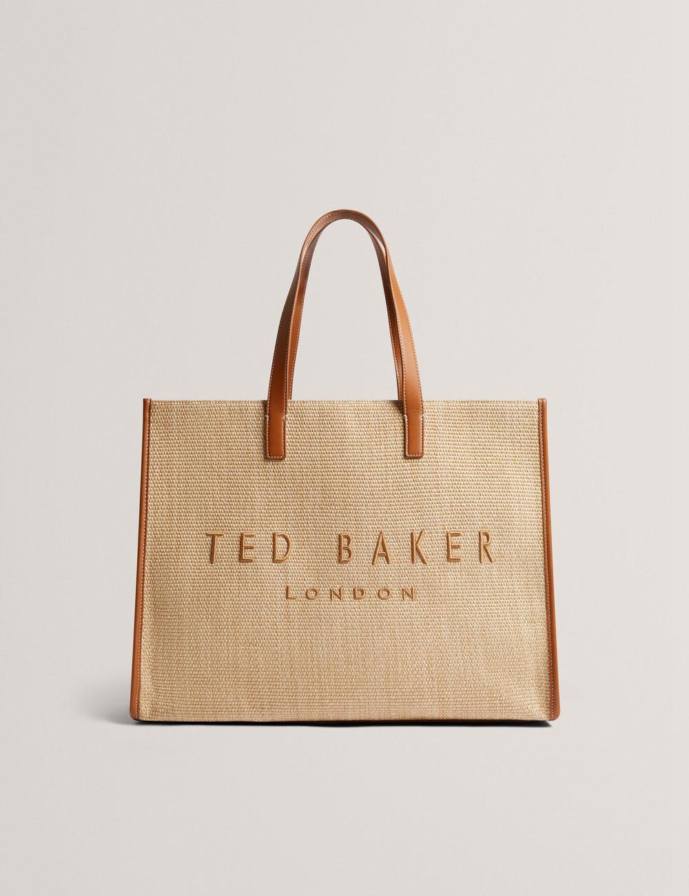 Bolso Tote Ted Baker PALLMER - Faux Raffia PU Trim Large Mujer Taupe | KYJL-17845