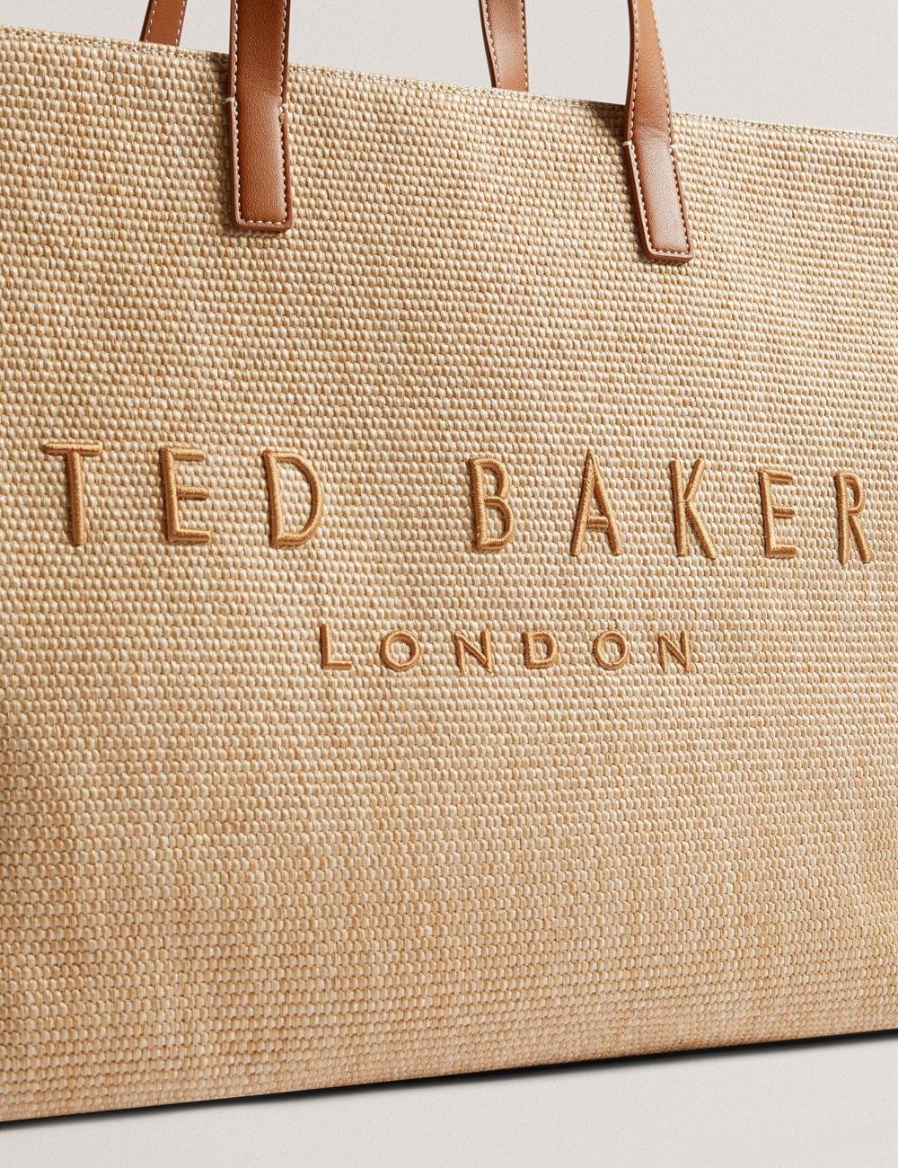 Bolso Tote Ted Baker PALLMER - Faux Raffia PU Trim Large Mujer Taupe | KYJL-17845