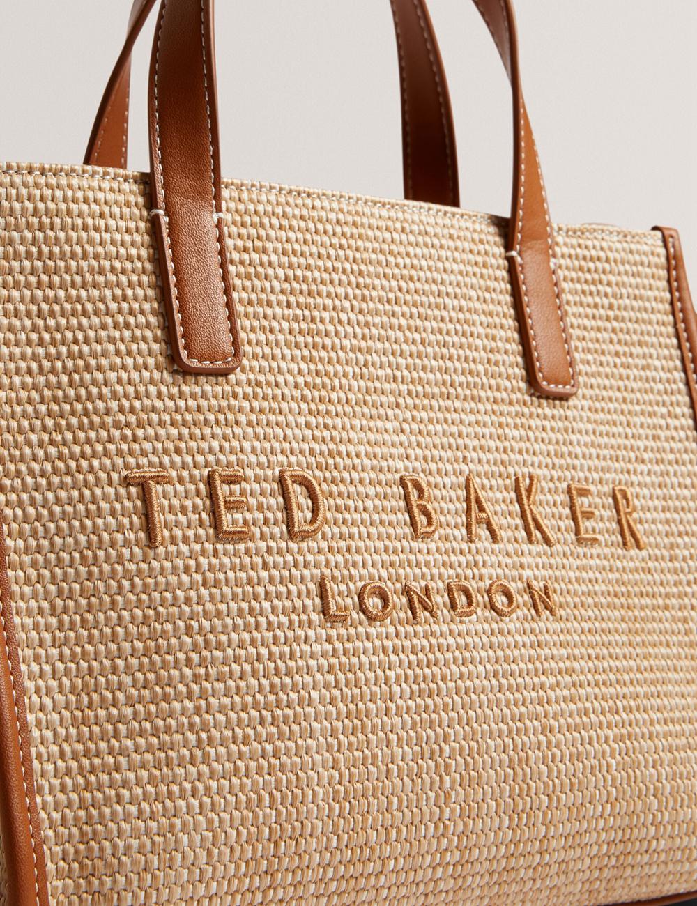 Bolso Tote Ted Baker PAOLINA - Faux Raffia PU Trim Small Mujer Camel | VYJE-46592