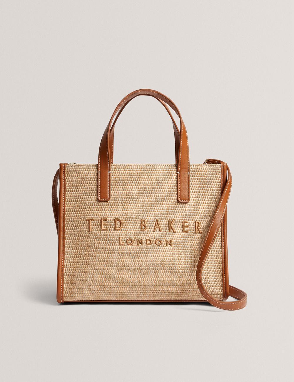 Bolso Tote Ted Baker PAOLINA - Faux Raffia PU Trim Small Mujer Camel | VYJE-46592