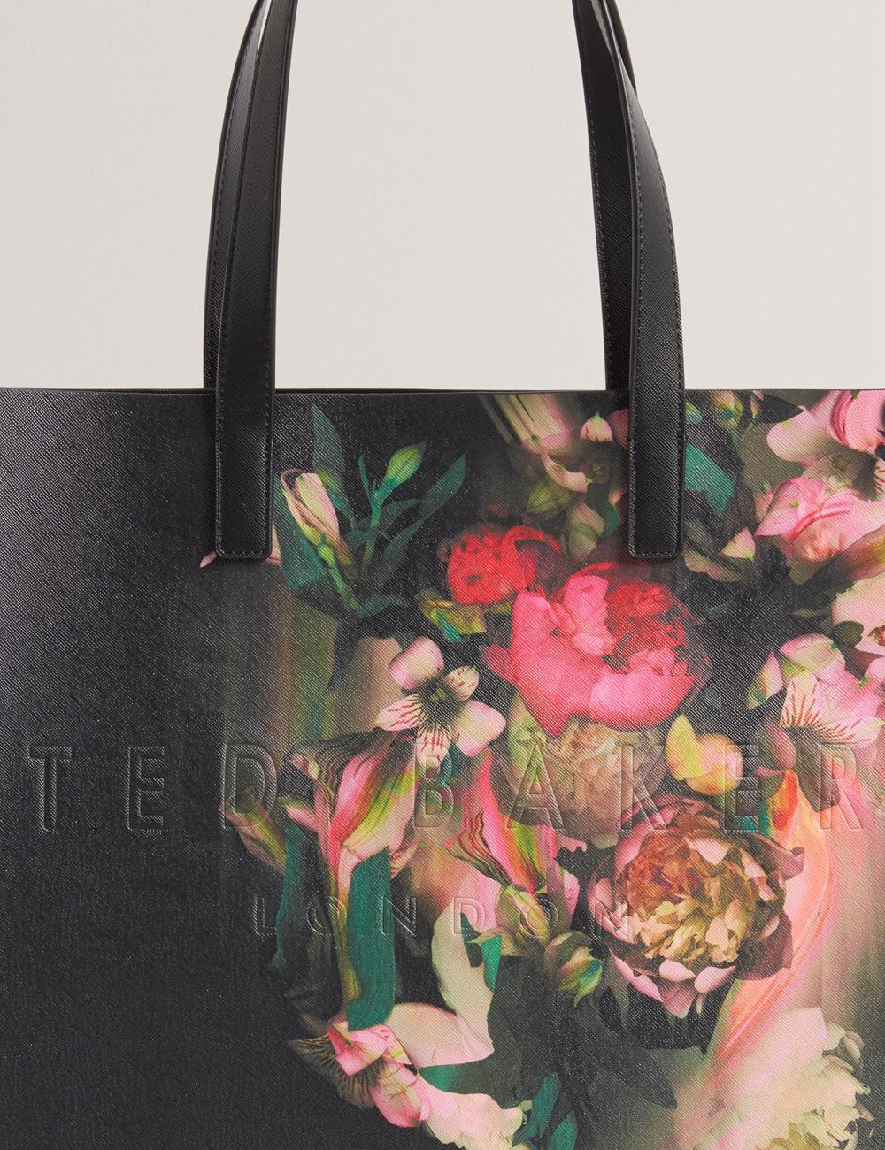 Bolso Tote Ted Baker SALIINA - Floral Print Wide Icon Mujer Negras | EGUK-76903
