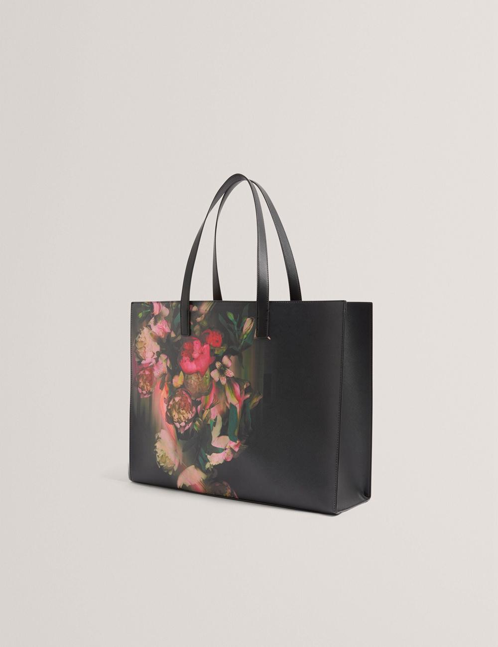 Bolso Tote Ted Baker SALIINA - Floral Print Wide Icon Mujer Negras | EGUK-76903