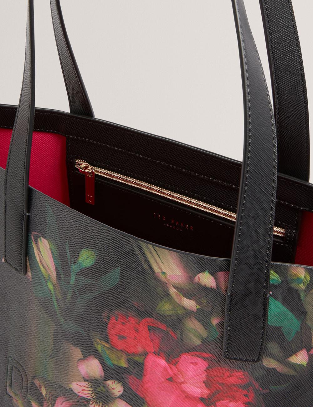 Bolso Tote Ted Baker SALIINA - Floral Print Wide Icon Mujer Negras | EGUK-76903