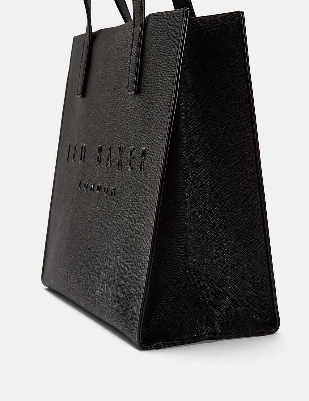 Bolso Tote Ted Baker SEACON - Textured Faux Leather Small Icon Mujer Negras | MIYZ-84903