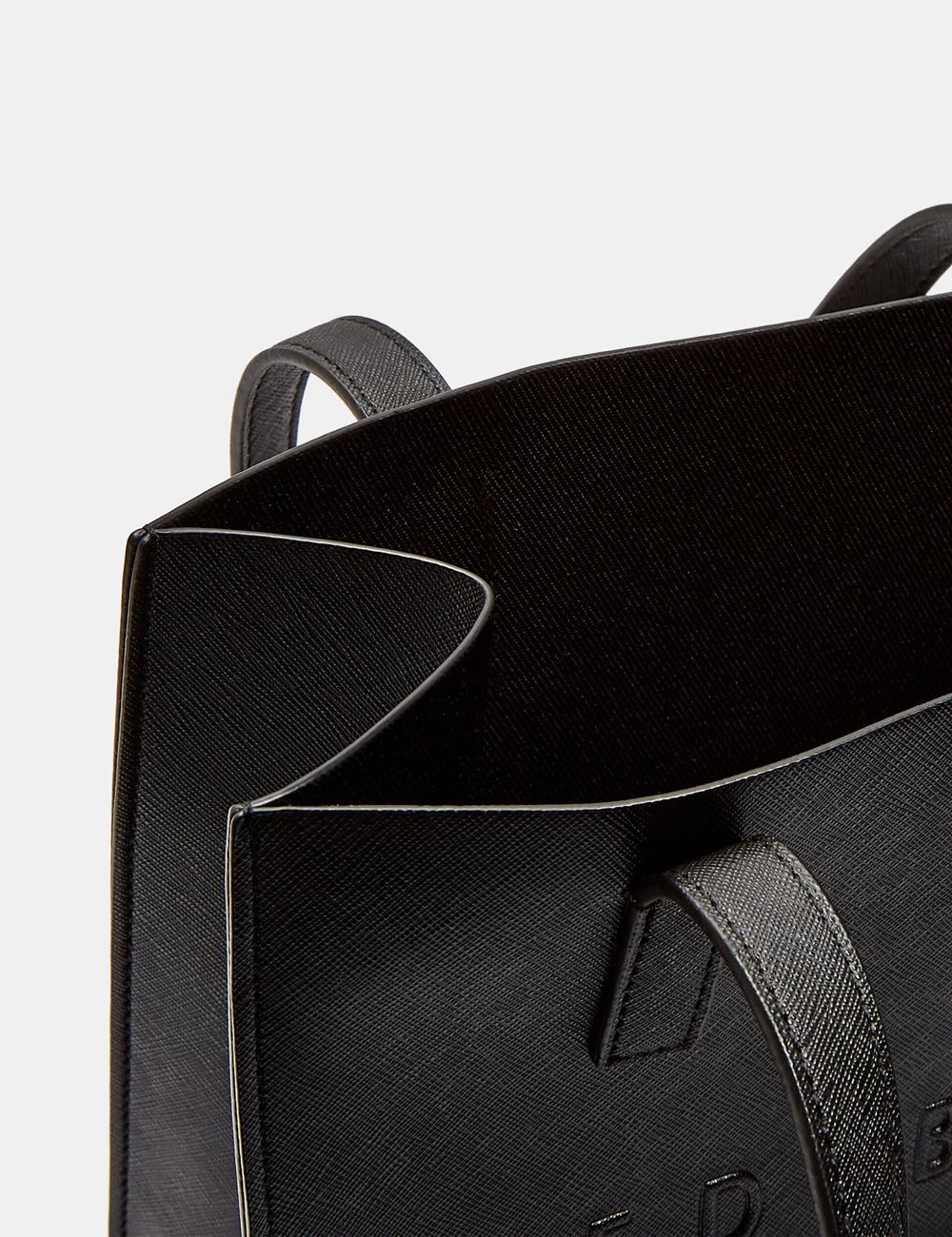 Bolso Tote Ted Baker SEACON - Textured Faux Leather Small Icon Mujer Negras | MIYZ-84903