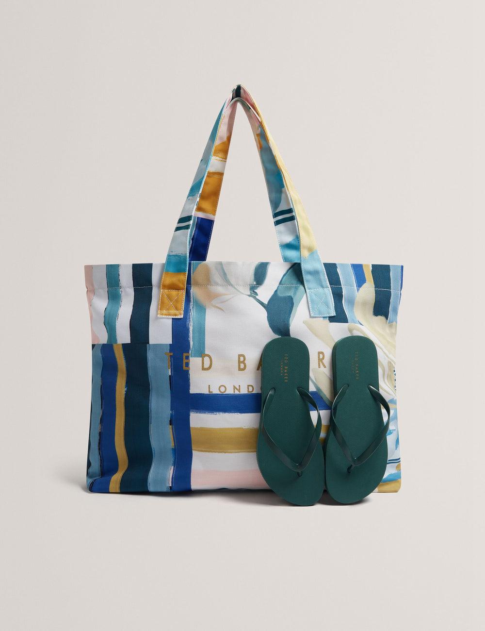 Bolso Tote Ted Baker SHELYSS - Printed Beach & Flip Flops Set Mujer Verde | TZPX-74285
