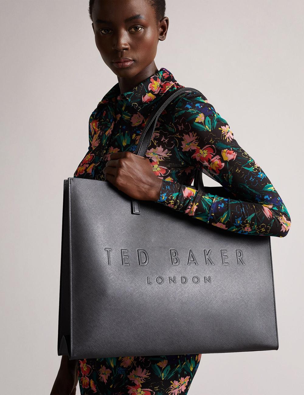 Bolso Tote Ted Baker SUKICON - Textured Faux Leather Icon Mujer Negras | RBJP-59068