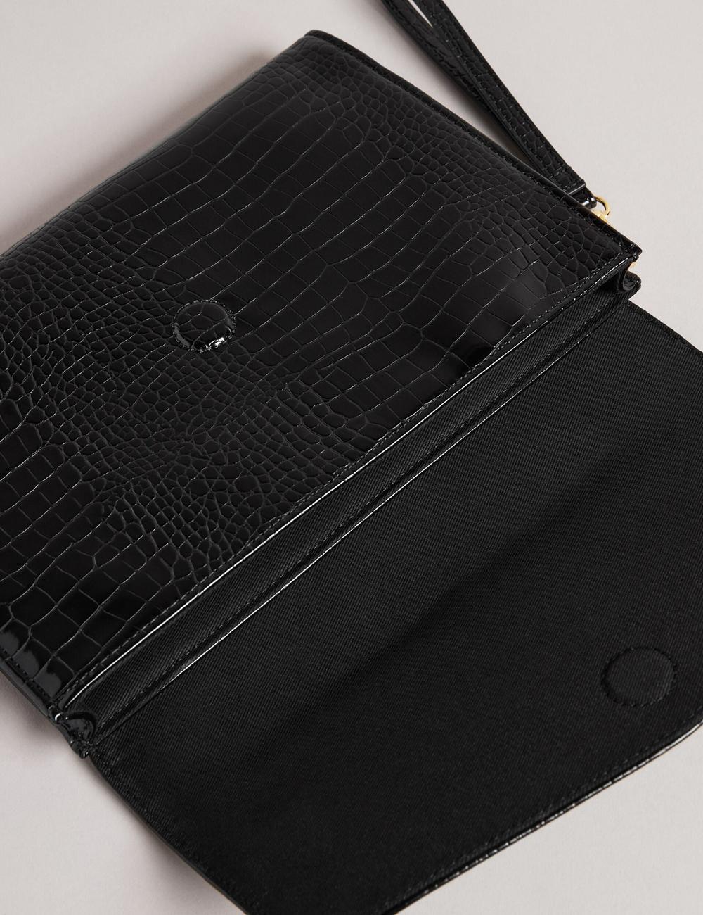 Bolsos De Mano Ted Baker CROCEY - Croc Effect PU Envelope Clutch Mujer Negras | TYJU-34798