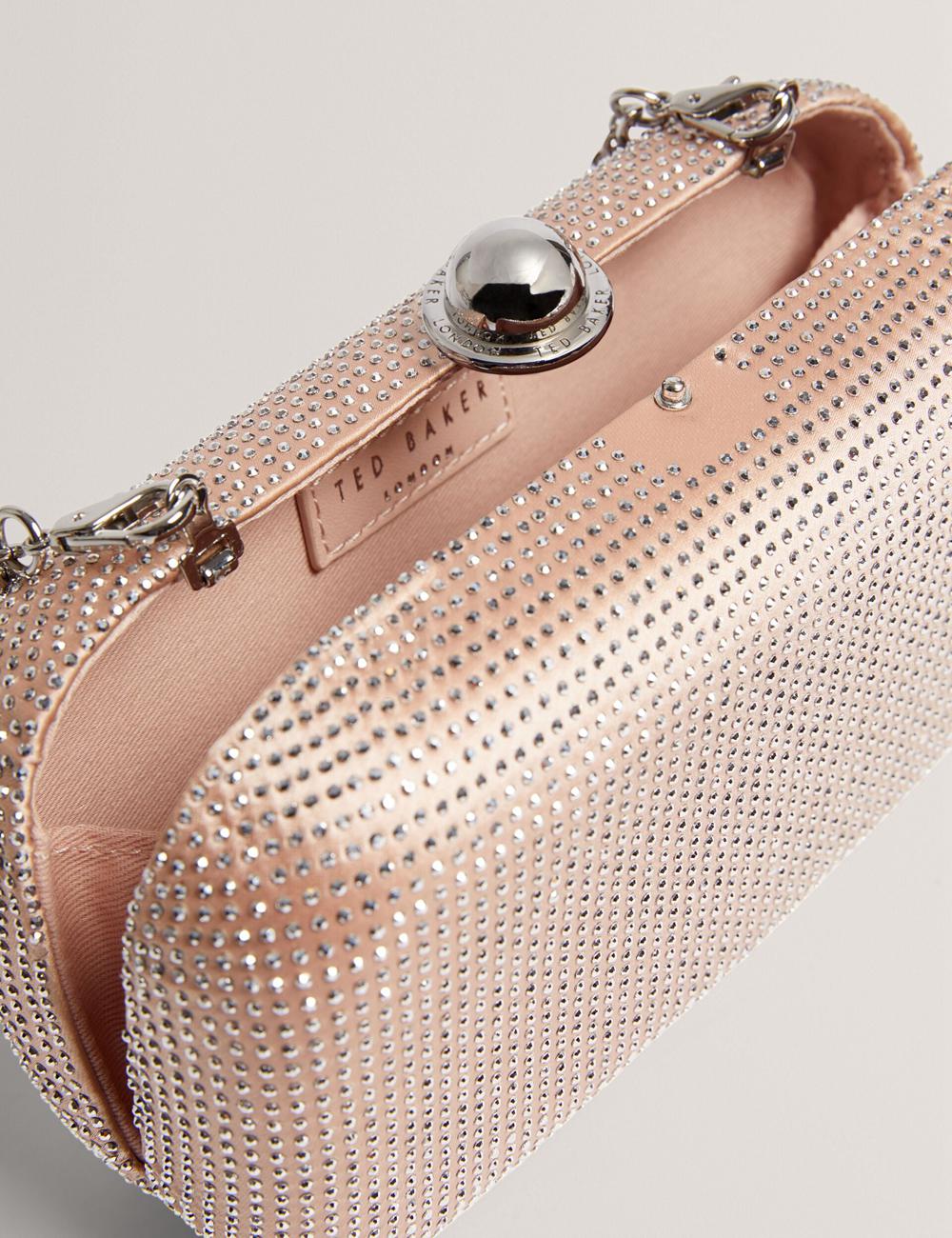 Bolsos De Mano Ted Baker CRYZELA - Crystal Embellished Satin Hard Mujer Rosas | FAUP-85407