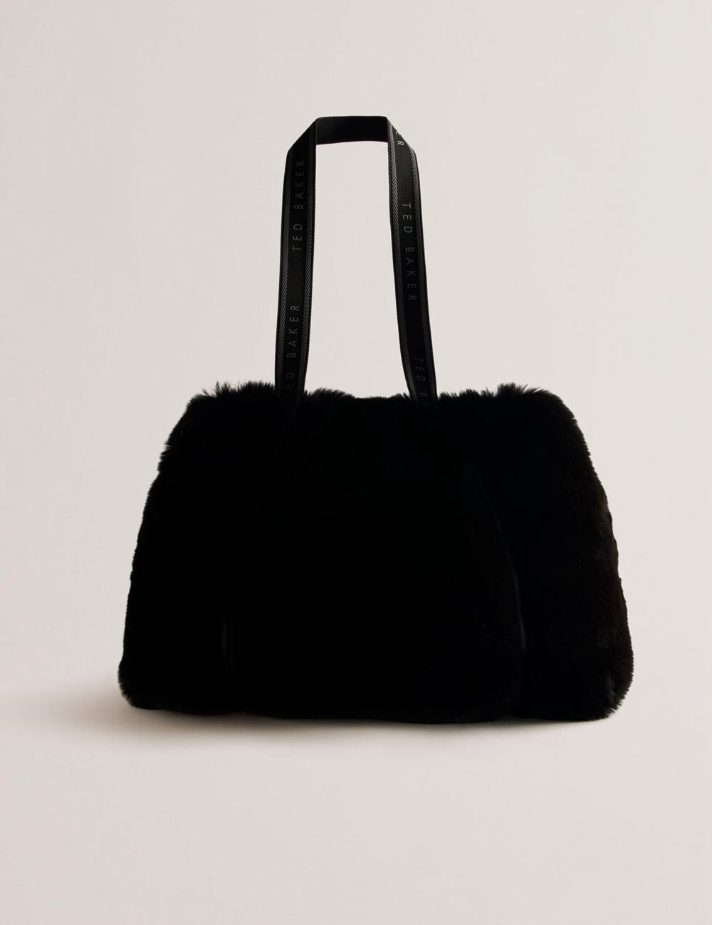 Bolsos Shopper Ted Baker CADENCE - Faux Fur Webbing Strap Shopper Mujer Negras | RFVW-41762