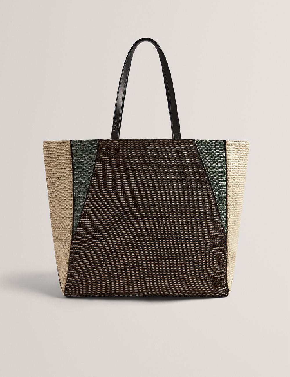 Bolsos Shopper Ted Baker RAFIYA - Woven Colour Block Folding Shopper Mujer Negras | NFMV-81649