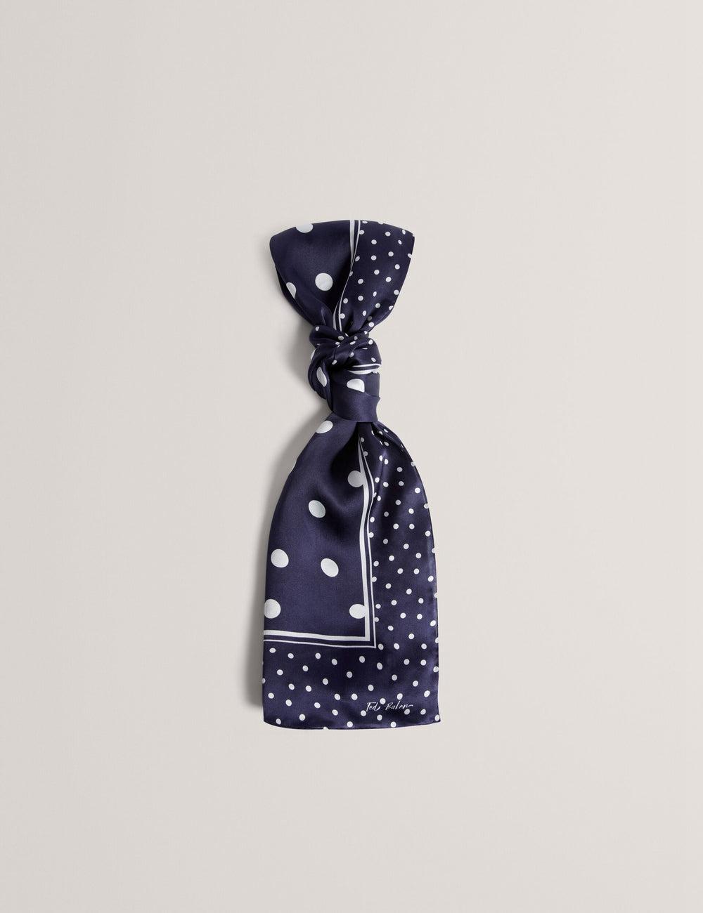 Bufandas Ted Baker GILLS - Polka Dot Print Long Satin Silk Mujer Azul Marino | PZGS-90861