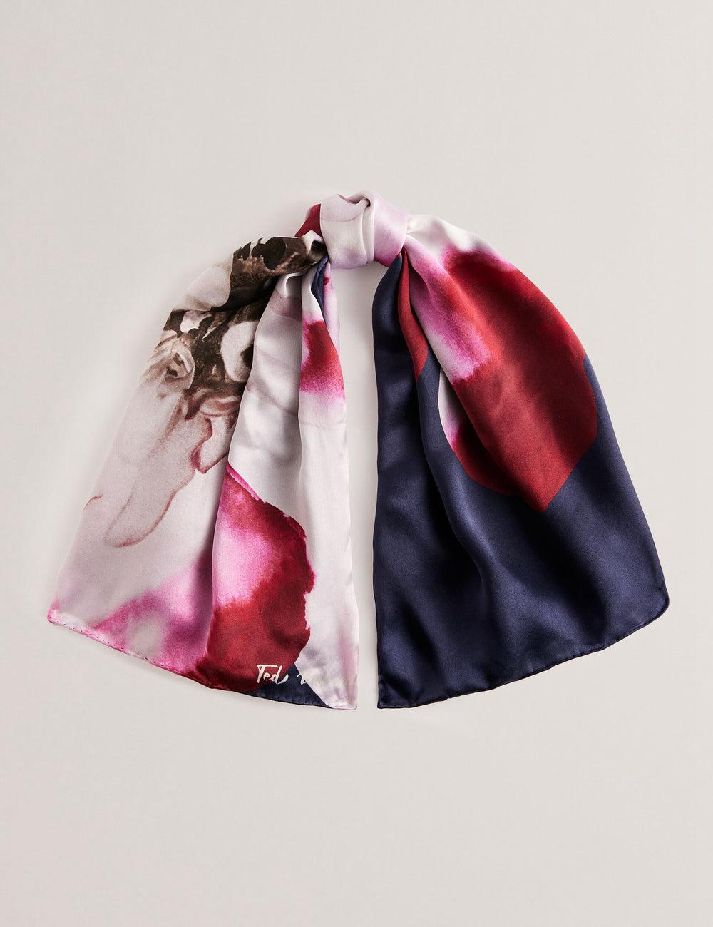 Bufandas Ted Baker JANICES - Placement Floral Print Silk Square Mujer Azules | YRLS-69385