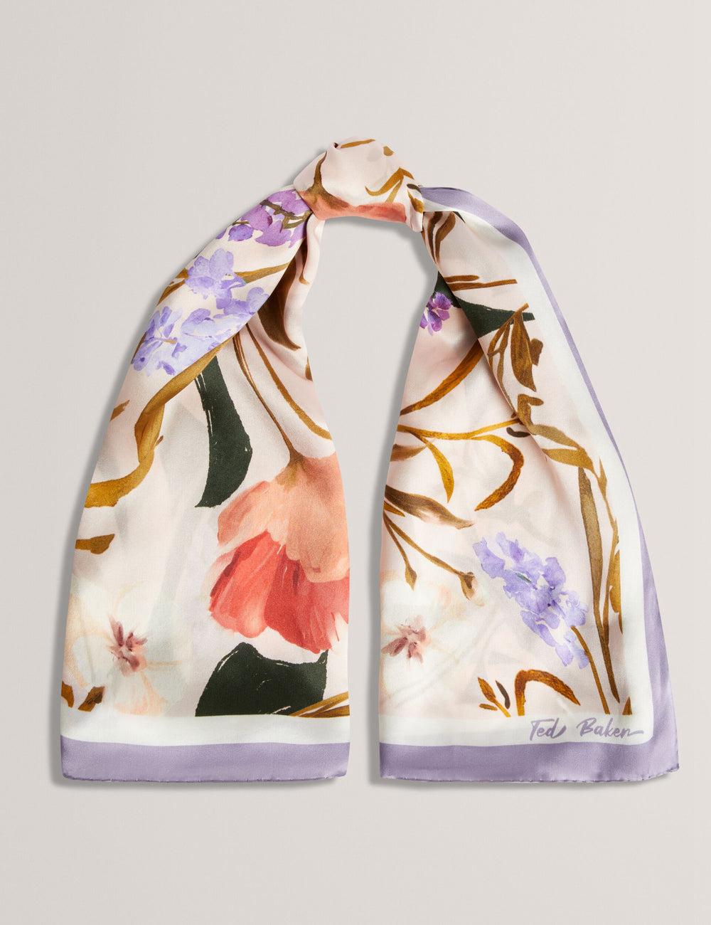 Bufandas Ted Baker NICLAE - Painted Floral Print Square Silk Mujer Rosas | OFCG-56701