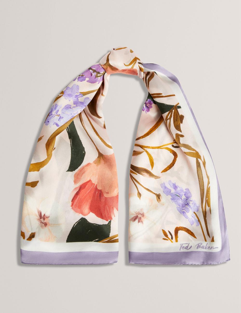 Bufandas Ted Baker NICLAE - Painted Floral Print Square Silk Mujer Rosas | OFCG-56701