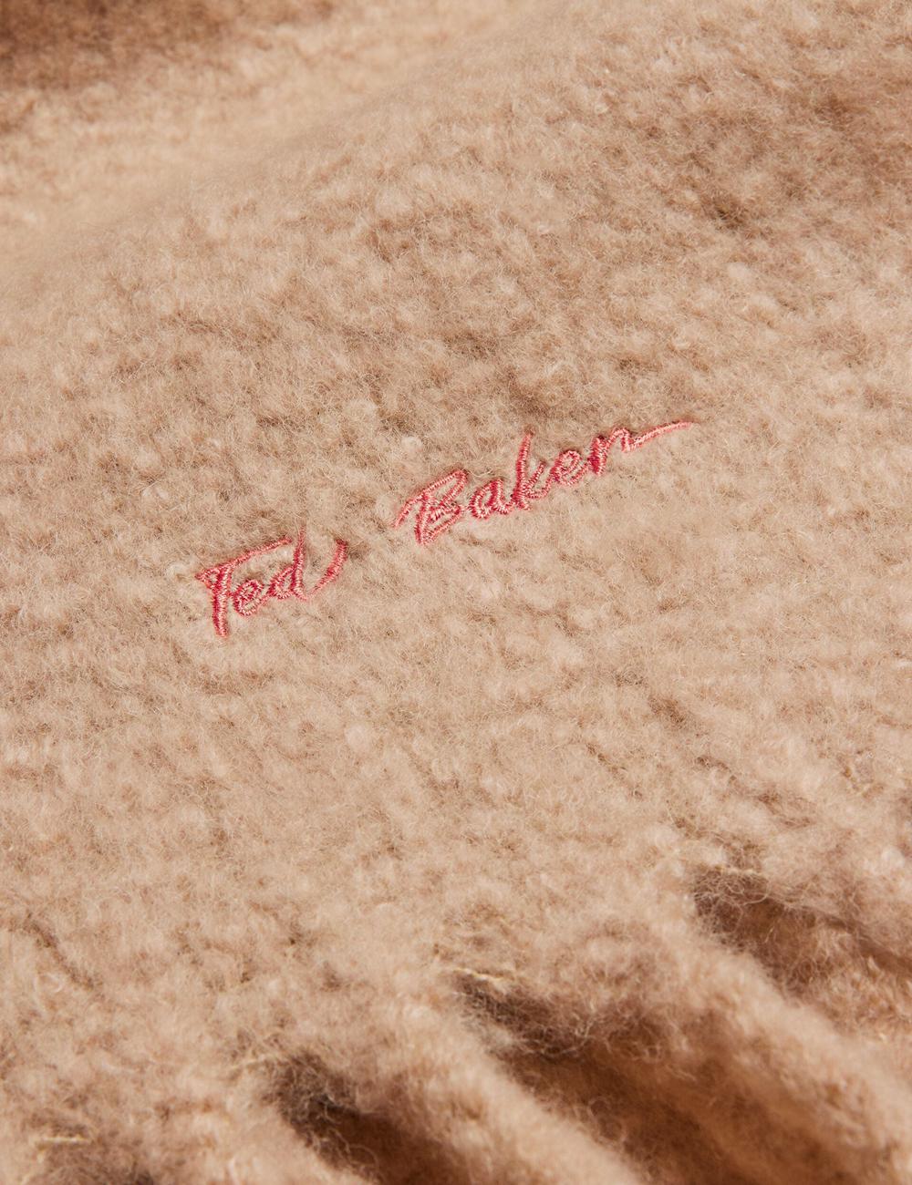 Bufandas Ted Baker SHELMAS - Fluffy Wool Blend Blanket Knitted Mujer Taupe | RVIY-18902