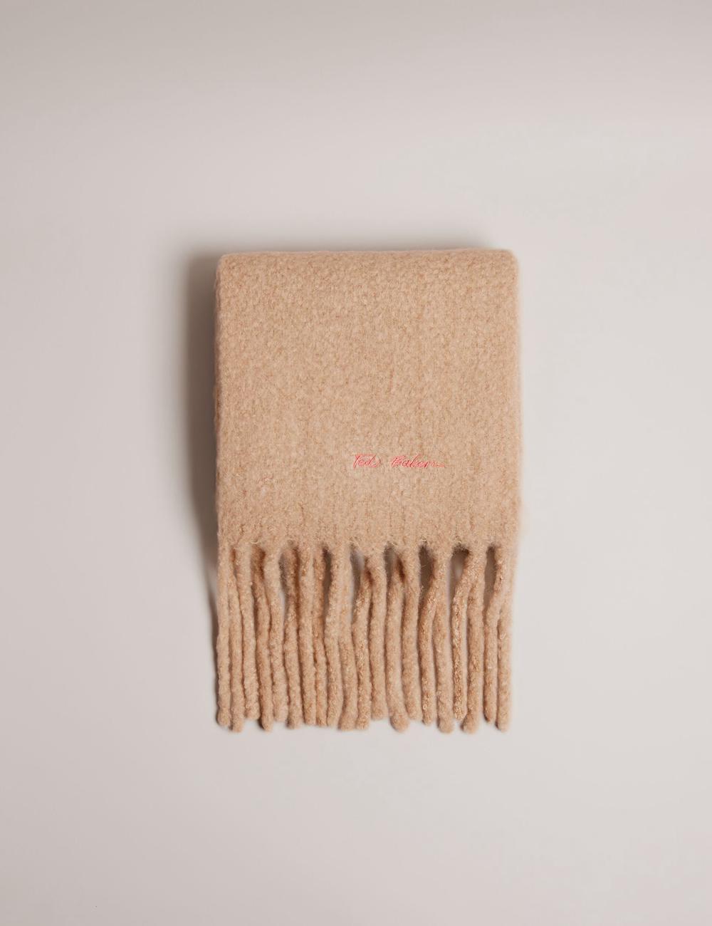 Bufandas Ted Baker SHELMAS - Fluffy Wool Blend Blanket Knitted Mujer Taupe | RVIY-18902