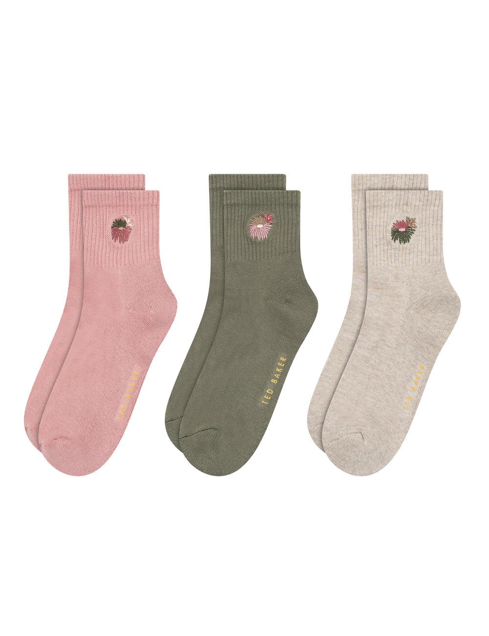 Calcetines Ted Baker 3 Pack Cushioned Sole High Ankle Crew Mujer Rosas | LBKD-65817