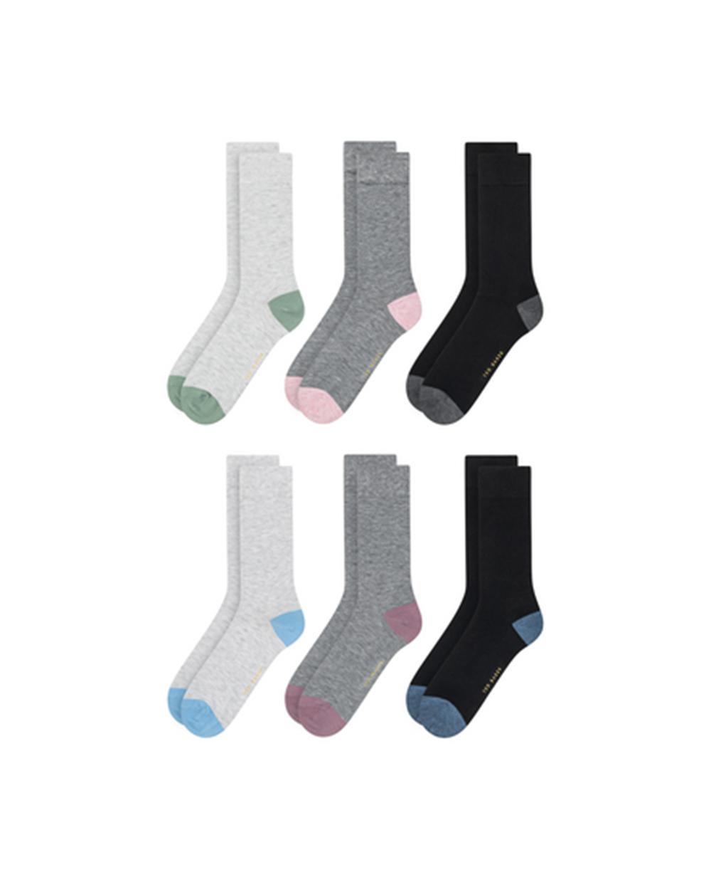 Calcetines Ted Baker 6 Pack Contrast Heel Toe Crew Hombre Negras | BDIG-30748