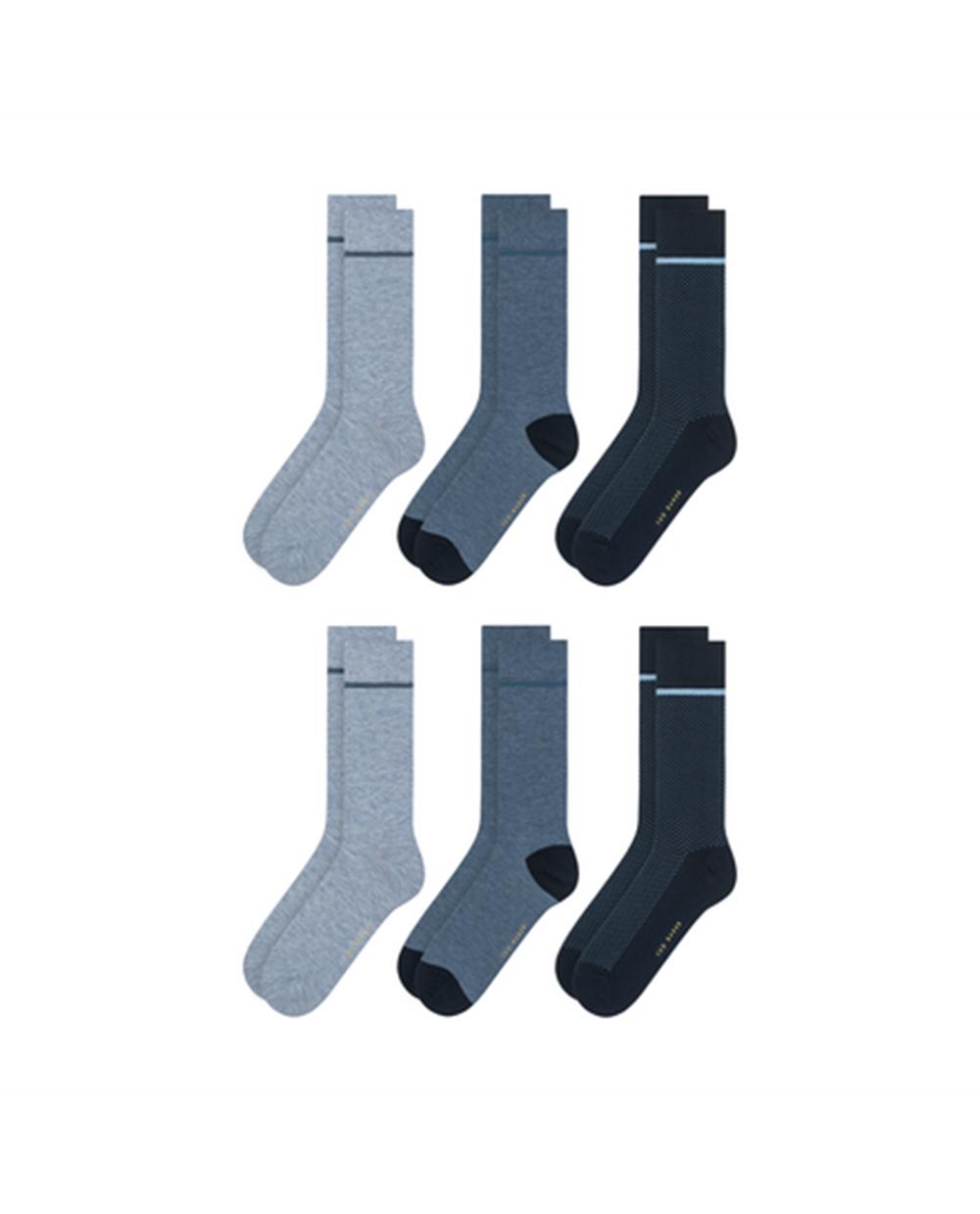 Calcetines Ted Baker 6 Pack Cotton Rich Mixed Crew Hombre Azules | UFSJ-69807
