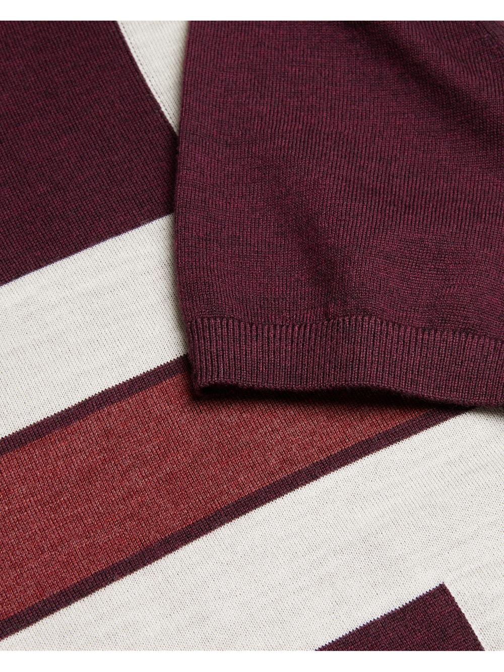 Camisa Polo Ted Baker AMBLER - Colour Block Zip Neck Wool Hombre Burdeos | MWIP-28904