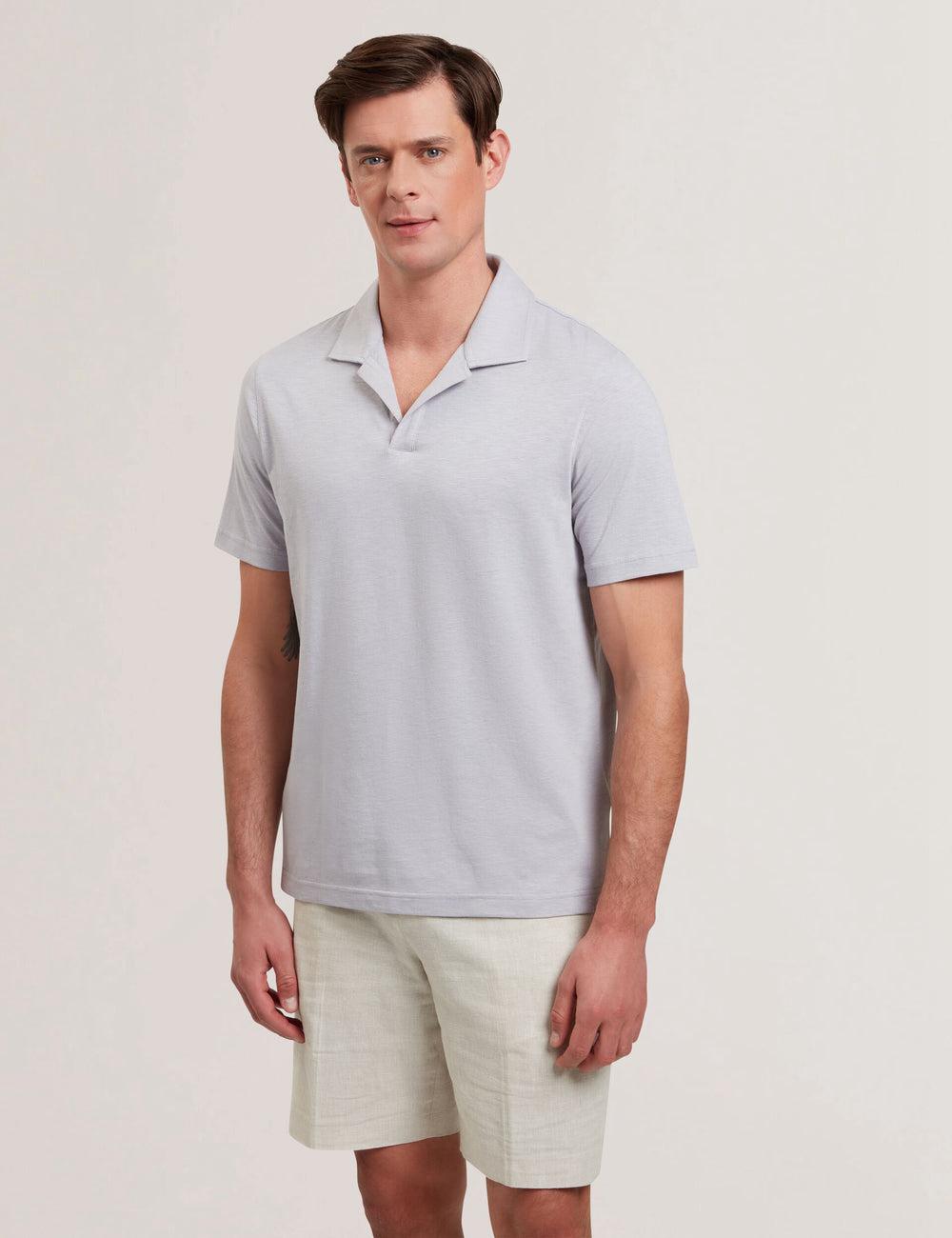 Camisa Polo Ted Baker ANITO - Cotton Linen Open Neck Hombre Moradas | GNCP-73568
