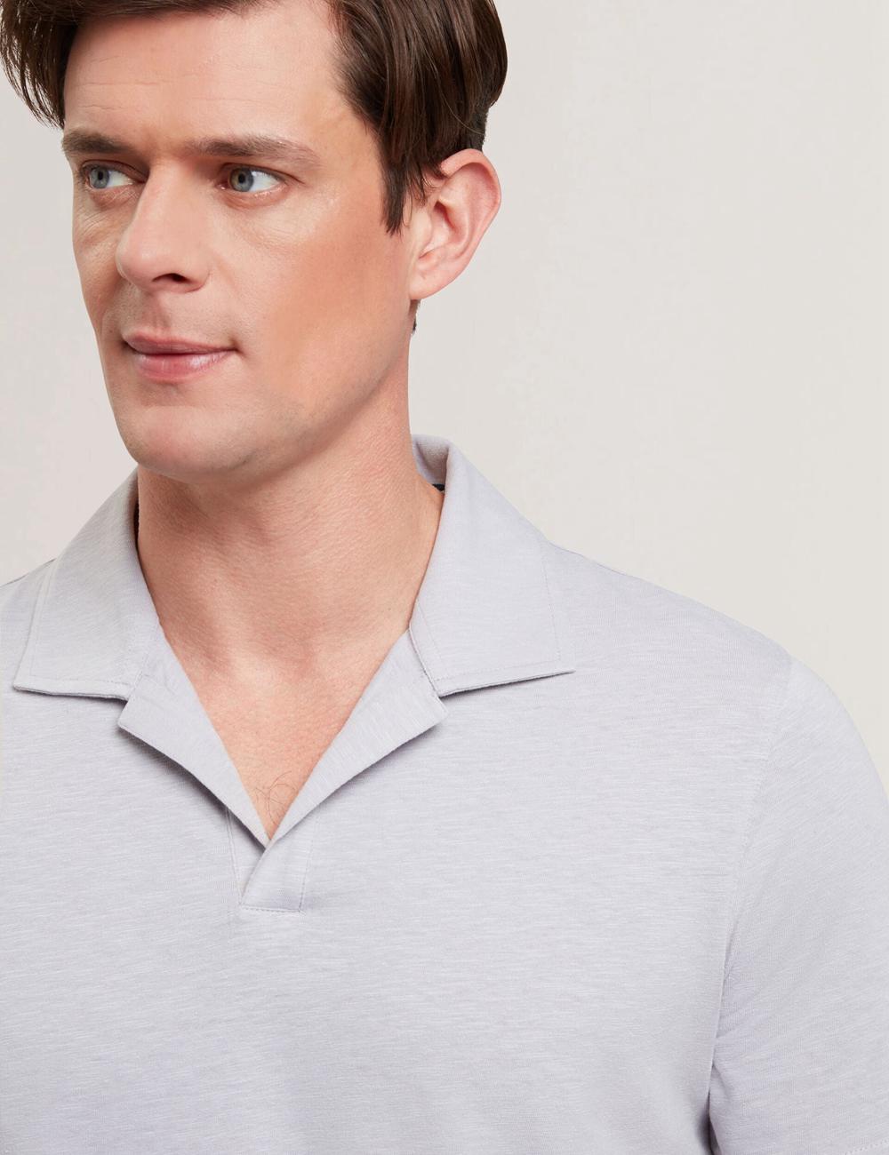 Camisa Polo Ted Baker ANITO - Cotton Linen Open Neck Hombre Moradas | GNCP-73568