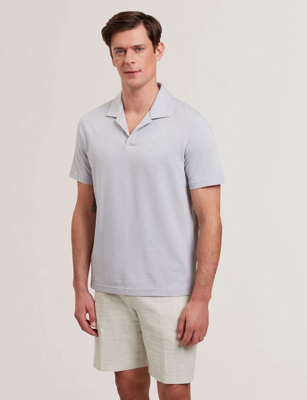Camisa Polo Ted Baker ANITO - Cotton Linen Open Neck Hombre Moradas | GNCP-73568