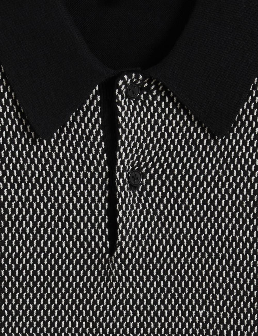 Camisa Polo Ted Baker ARDO - Textured Knit Long Sleeve Hombre Negras | JYTO-31857
