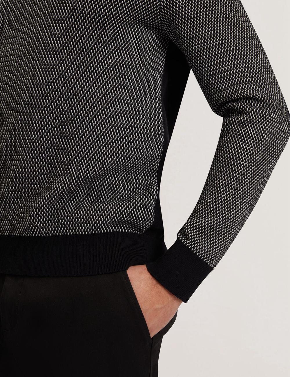 Camisa Polo Ted Baker ARDO - Textured Knit Long Sleeve Hombre Negras | JYTO-31857