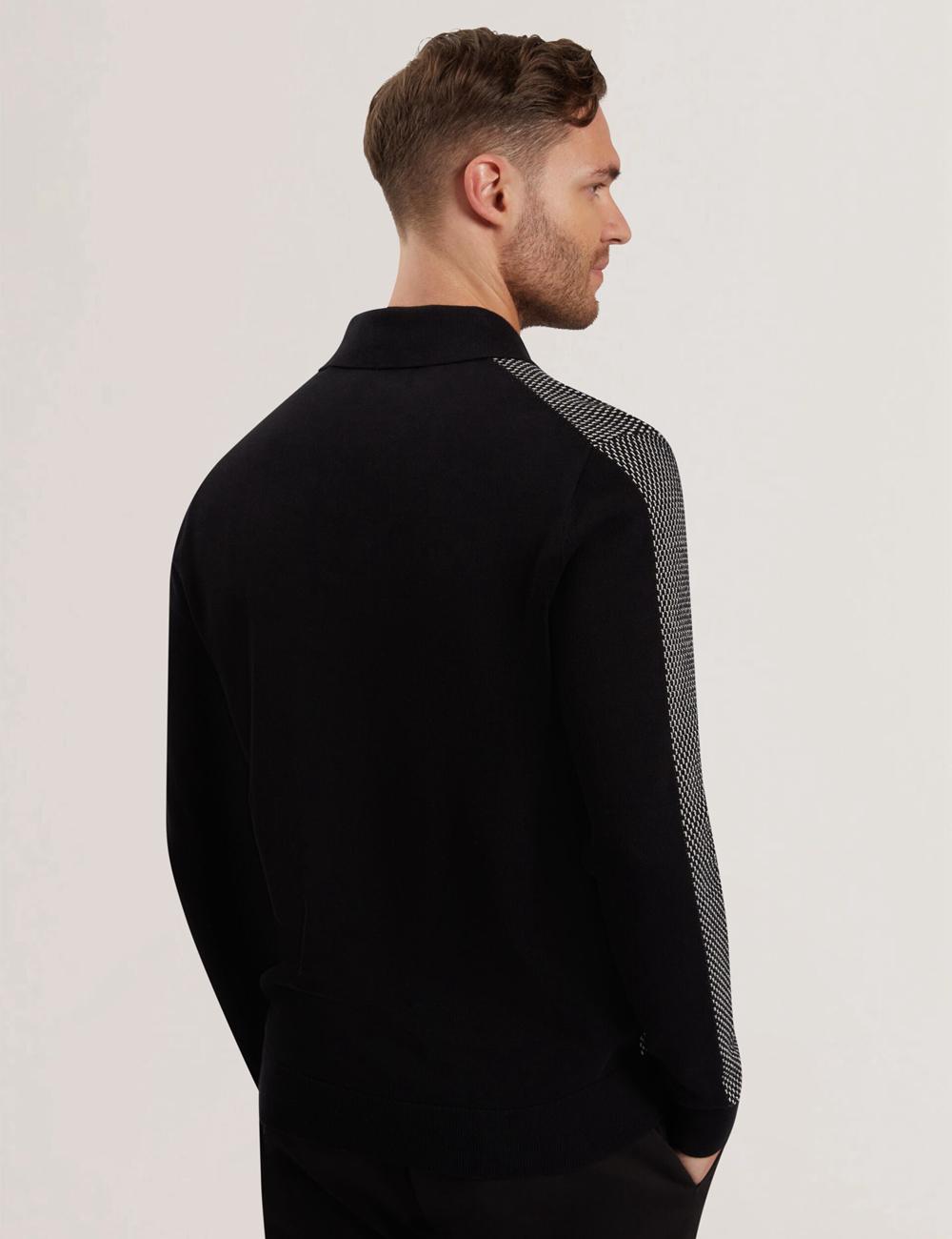Camisa Polo Ted Baker ARDO - Textured Knit Long Sleeve Hombre Negras | JYTO-31857