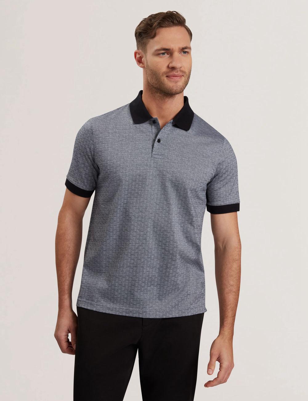 Camisa Polo Ted Baker AUGUSO - Textured Jacquard Cotton Hombre Azul Marino | JDQG-52041
