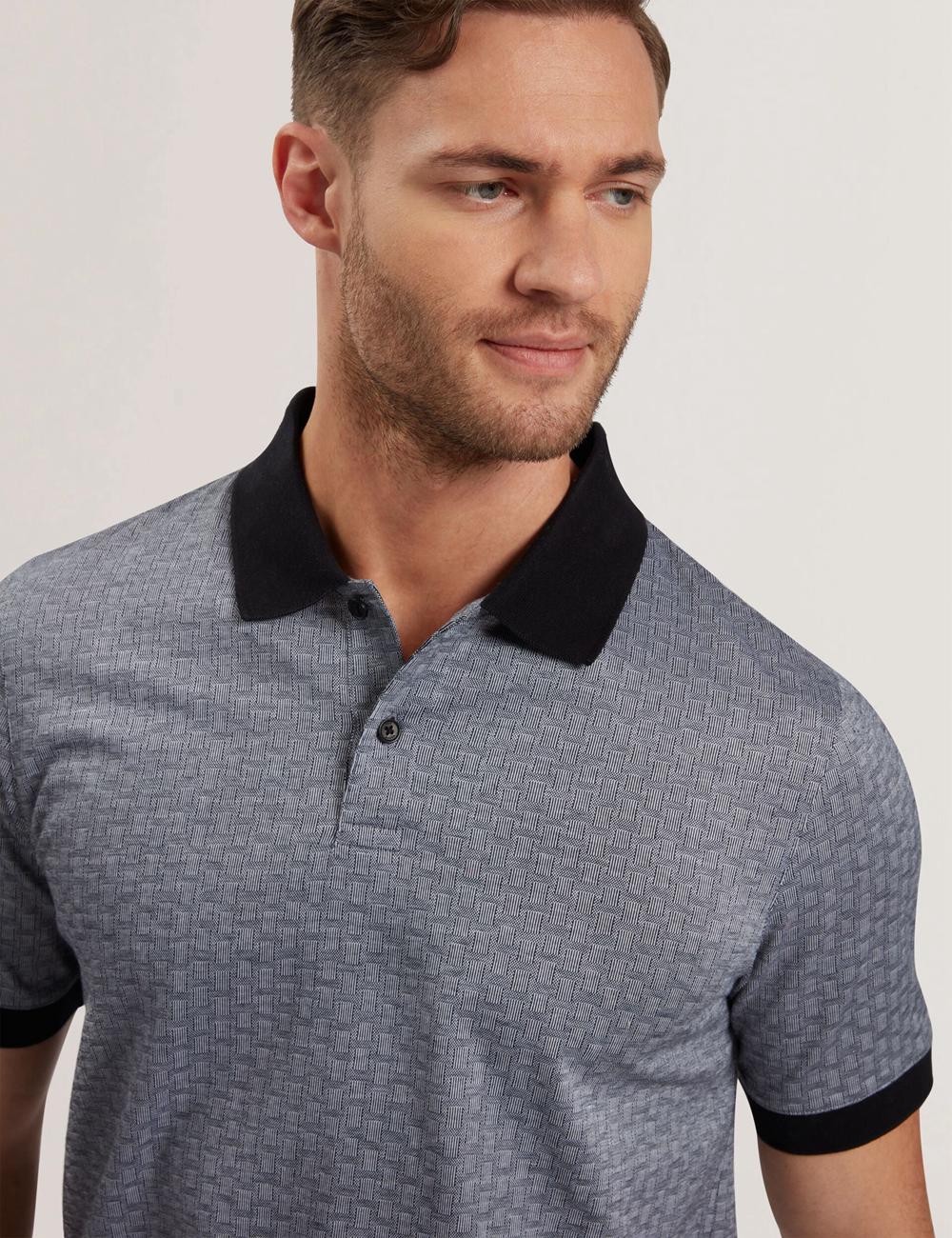 Camisa Polo Ted Baker AUGUSO - Textured Jacquard Cotton Hombre Azul Marino | JDQG-52041