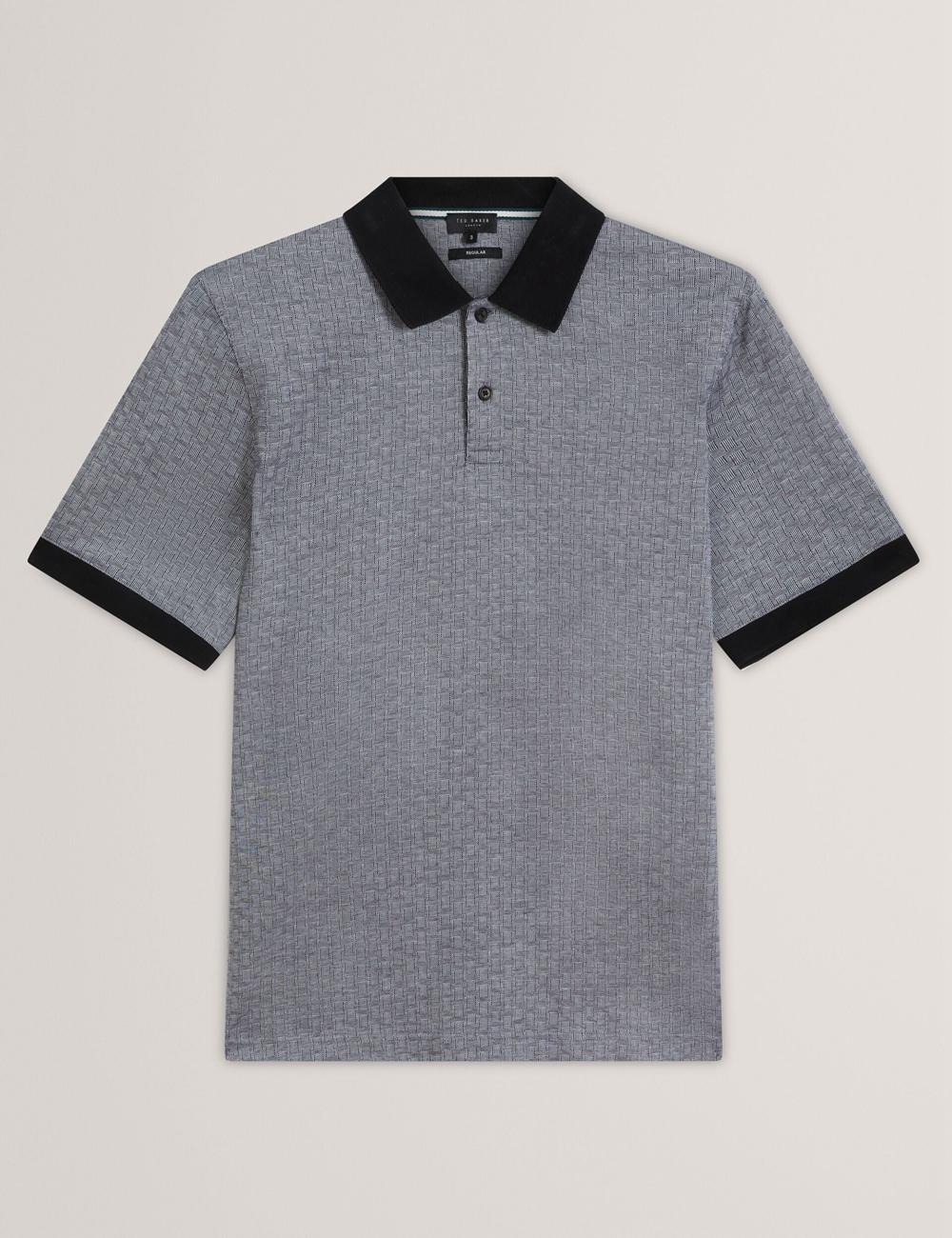 Camisa Polo Ted Baker AUGUSO - Textured Jacquard Cotton Hombre Azul Marino | JDQG-52041