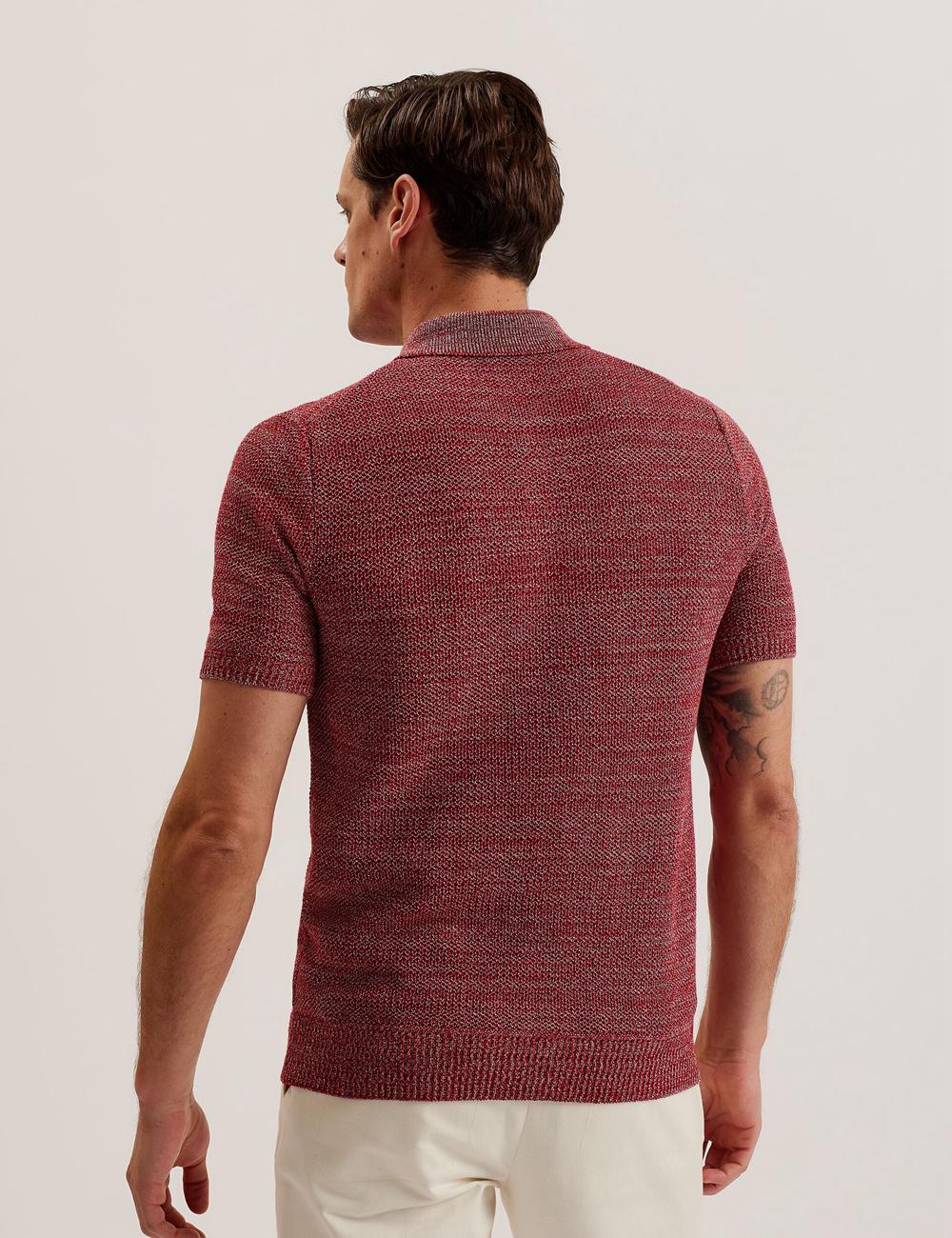 Camisa Polo Ted Baker BLOSSAM - Space Dye Zip Neck Hombre Rojas | DLKH-98165