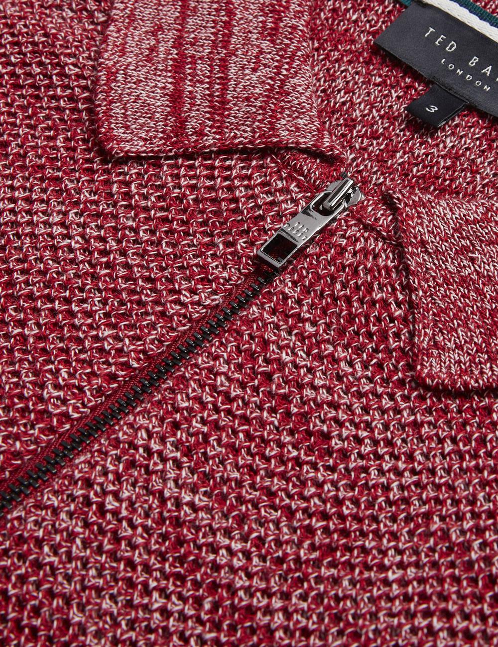 Camisa Polo Ted Baker BLOSSAM - Space Dye Zip Neck Hombre Rojas | DLKH-98165