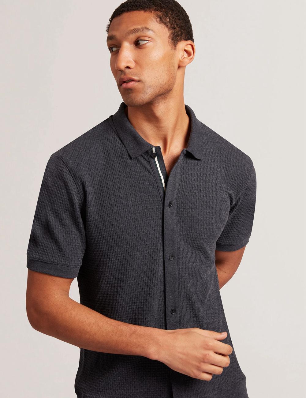 Camisa Polo Ted Baker CONNYR - Short Sleeve Button Through Hombre Azul Marino | CKET-14903