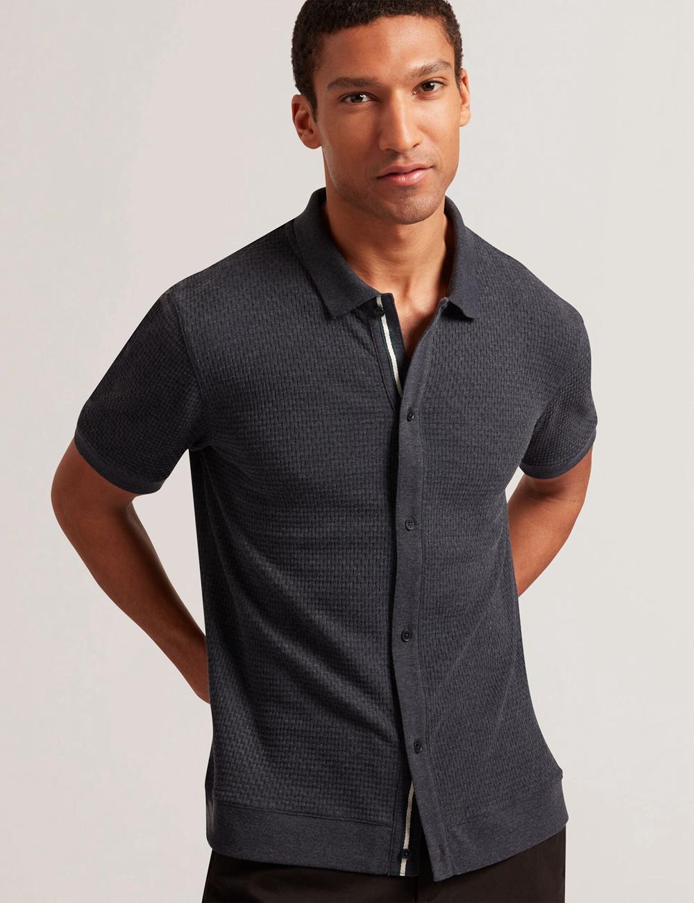 Camisa Polo Ted Baker CONNYR - Short Sleeve Button Through Hombre Azul Marino | CKET-14903